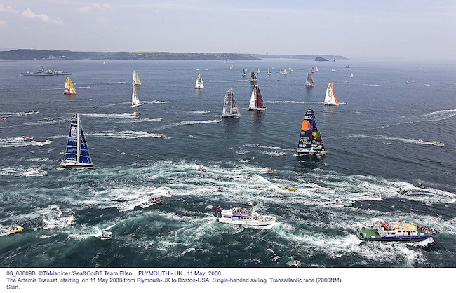 Start regat THE ARTEMIS TRANSAT w roku 2008 / ©ThMartinez/Sea&Co/BT Team Ellen .  PLYMOUTH - UK , 11 May  2008 .