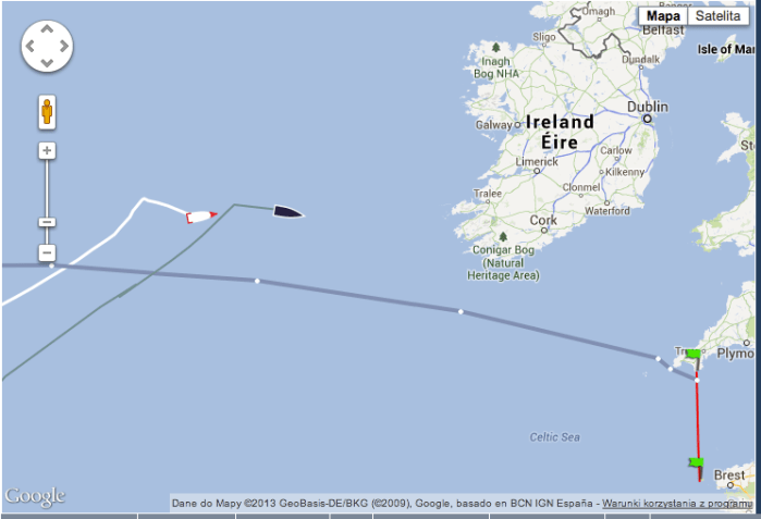Na mapie: pozycje ENERGI i Safrana na godz. 1400 czasu polskiego w czwartek, 4 lipca 2013
