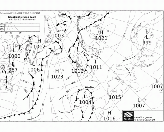 Mapa synoptyczna - tydzień przed startem