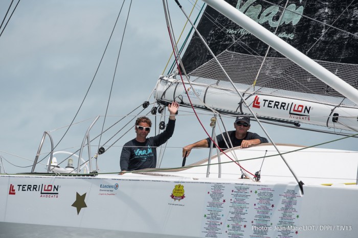 IMOCA Votre Nom Autour du Monde / Bertrand de Broc and Arnaud Boissières / arrival in Itajai (Brazil) on november 27th, 2013. Photo : Jean-Marie Liot// DPPI / TJV 2013 