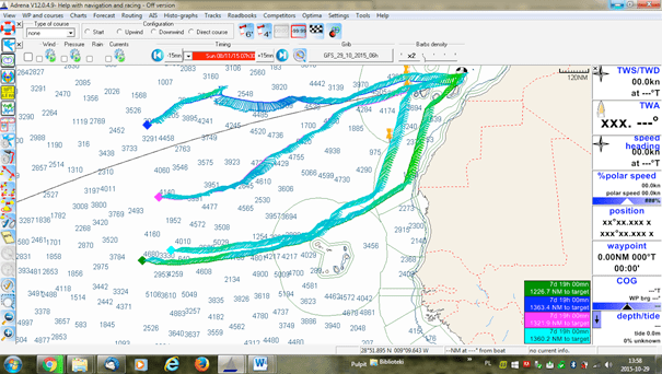 Warianty trasy rozważane przez Radka w konsultacji ze znajomymi meteorologami.