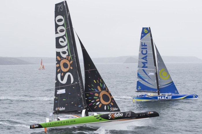 The Transat Bakerly yacht race. The start of solo transatlantic race start from Plymouth UK - New York. USA. Image licensed to Lloyd Images