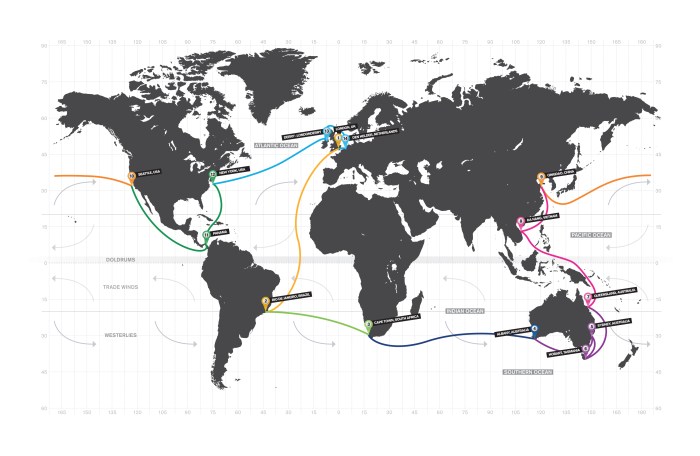 Trasa 2015-16 Clipper Round The World Yacht Race.