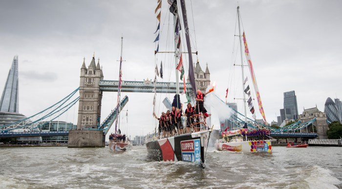 20160730 Copyright onEdition 2016© Free for editorial use image, please credit: onEdition The Clipper Race finish at, Tower Bridge, London. If you require a higher resolution image or you have any other onEdition photographic enquiries, please contact onEdition on 0845 900 2 900 or email info@onEdition.com This image is copyright onEdition 2016©. This image has been supplied by onEdition and must be credited onEdition. The author is asserting his full Moral rights in relation to the publication of this image. Rights for onward transmission of any image or file is not granted or implied. Changing or deleting Copyright information is illegal as specified in the Copyright, Design and Patents Act 1988. If you are in any way unsure of your right to publish this image please contact onEdition on 0845 900 2 900 or email info@onEdition.com