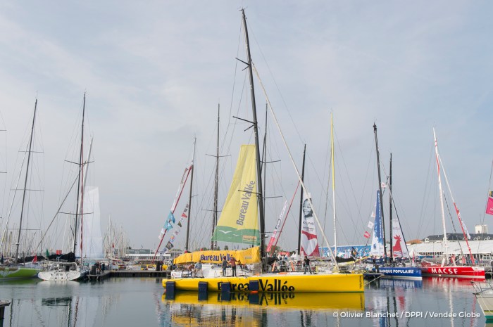 Illustration Bureau Vallee, skipper Louis Burton (FRA) at pontoon during prestart of the Vendee Globe, in Les Sables d'Olonne, France on october 14th, 2016 - Photo Olivier Blanchet / DPPI / Vendee Globe