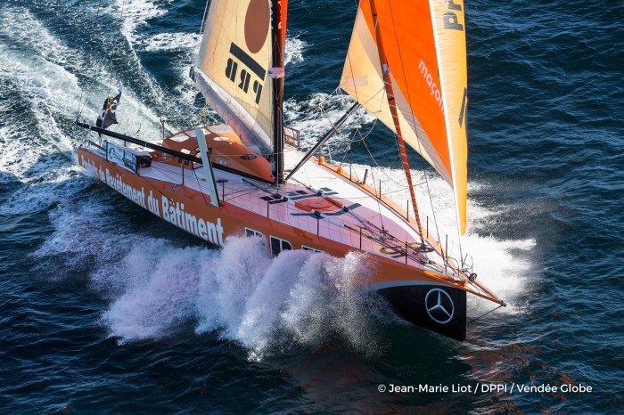 Vincent Riou (FRA), skipper PRB, at start of the Vendee Globe, in Les Sables d'Olonne, France, on November 6th, 2016 - Photo Jean-Marie Liot / DPPI / Vendee Globe Vincent Riou (FRA), skipper PRB, au départ du Vendée Globe, aux Sables d'Olonne le 6 Novembre 2016 - Photo Jean-Marie Liot / DPPI / Vendee Globe